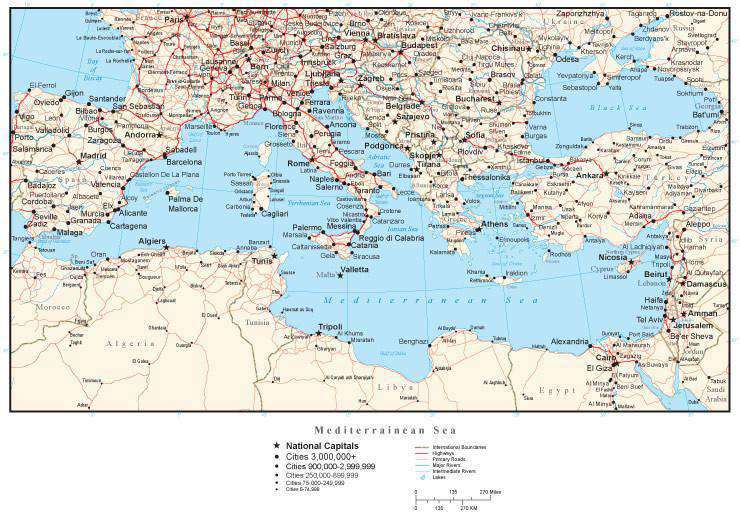 Mediterranean Map/List of Mediterranean Countries