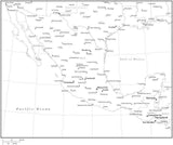 Black & White Mexico Map with Countries, Capitals and Major Cities - MEX-XX-533886
