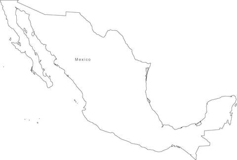 Digital Black & White Mexico map in Adobe Illustrator EPS vector format
