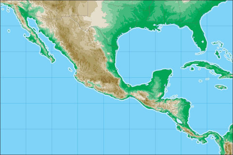 Mexico Map with Land Contours