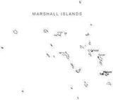 Marshall Islands Black & White Map With Major Cities