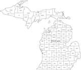 Digital MI Map with Counties - Black & White