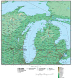 Michigan Map with Contour Background