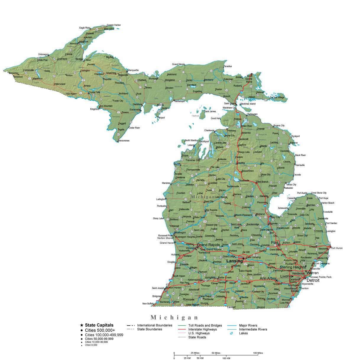 Michigan Rd Map Vector Detailed Road Map Of Michigan 2+ Thousand Michigan Road Map