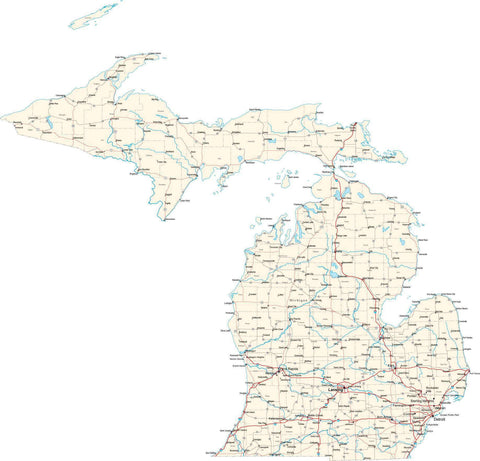 Michigan State Map - Cut Out Style - Fit Together Series