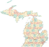 Michigan State Map - Multi-Color Style - Fit Together Series