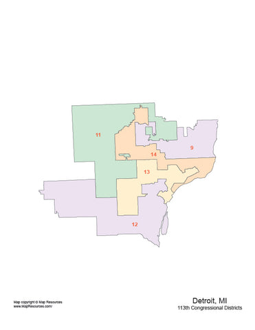 Digital Michigan Map with 2022 Congressional Districts