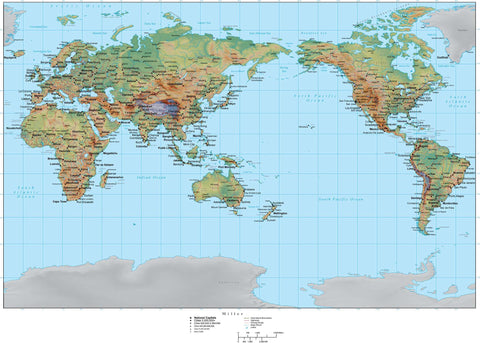 Digital Miller World Terrain map in Adobe Illustrator vector format with Terrain MILLER-955326