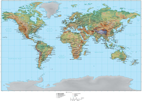 Digital Miller World Terrain map in Adobe Illustrator vector format with Terrain MILLER-955327