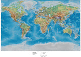 World Map with Land and Ocean Floor Terrain - Miller Projection