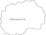 Digital Black & White Macedonia map in Adobe Illustrator EPS vector format