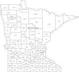 Digital MN Map with Counties - Black & White