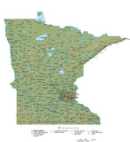 Digital Minnesota State Illustrator cut-out style vector with Terrain MN-USA-241997