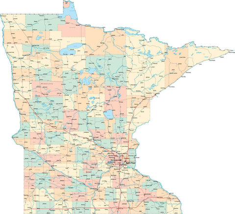Minnesota State Map - Multi-Color Style - Fit Together Series