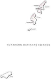 Northern Marianas Islands Black & White Map With Major Cities