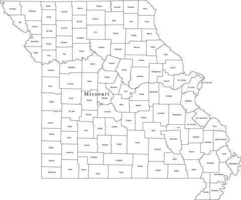 Digital MO Map with Counties - Black & White