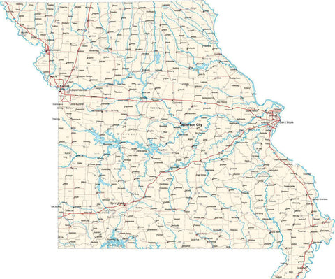 Missouri State Map - Cut Out Style - Fit Together Series