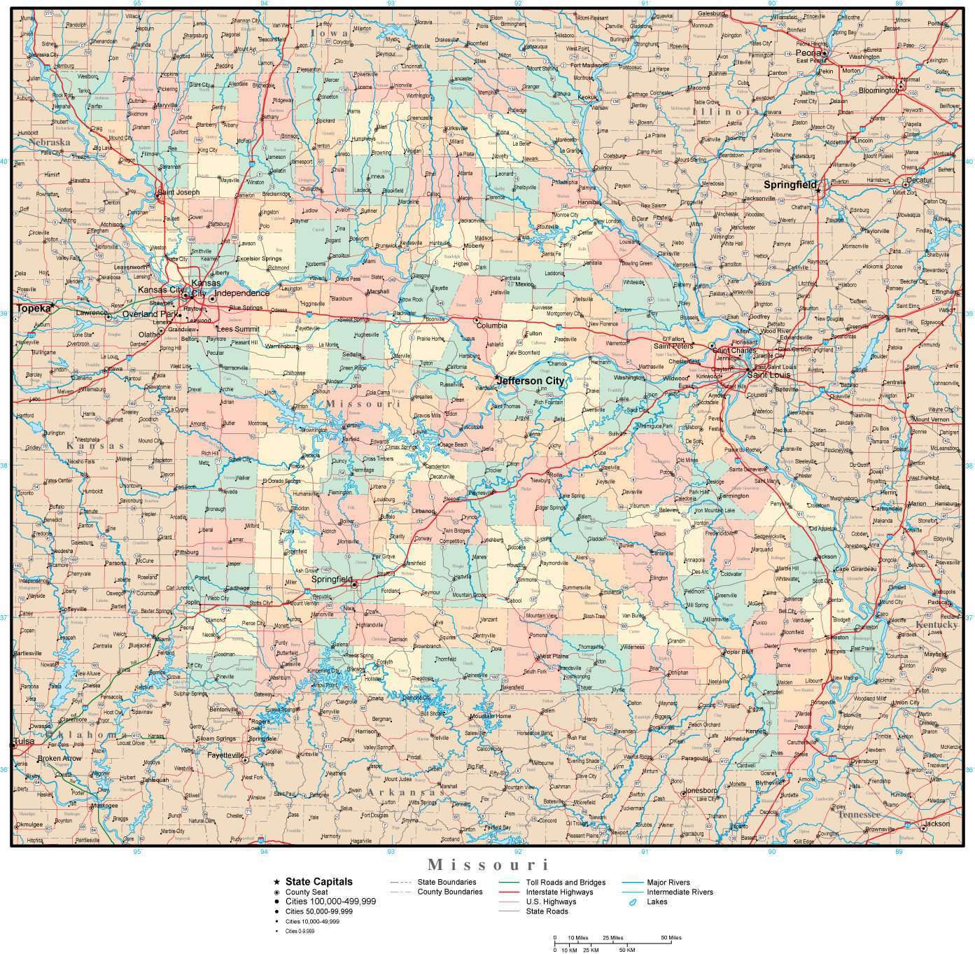 Large Printable Missouri County Map