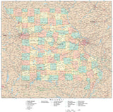 Detailed Missouri Digital Map with Counties, Cities, Highways, Railroads, Airports, and more