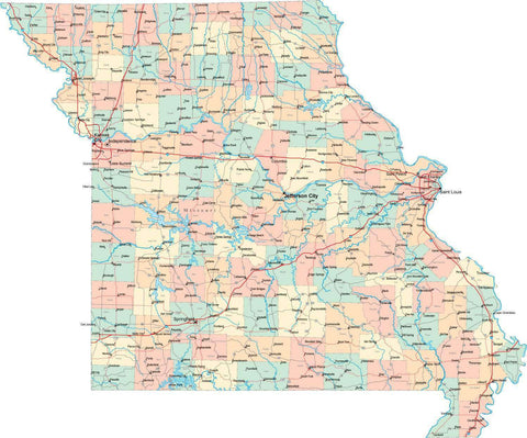 Missouri State Map - Multi-Color Style - Fit Together Series