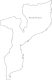 Digital Black & White Mozambique map in Adobe Illustrator EPS vector format