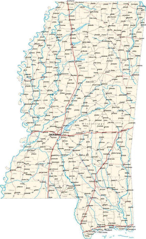 Mississippi State Map - Cut Out Style - Fit Together Series
