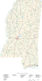 Detailed Mississippi Cut-Out Style Digital Map with County Boundaries, Cities, Highways, and more