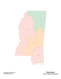 Digital Mississippi Map with 2022 Congressional Districts