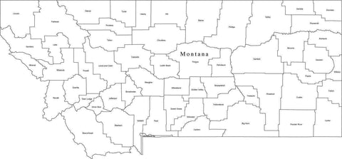 Digital MT Map with Counties - Black & White