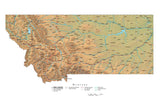 Digital Montana State Illustrator cut-out style vector with Terrain MT-USA-242008