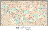 Montana Map with Counties, Cities, County Seats, Major Roads, Rivers and Lakes