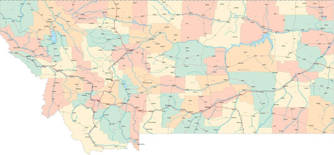 Montana State Map - Multi-Color Style - Fit Together Series