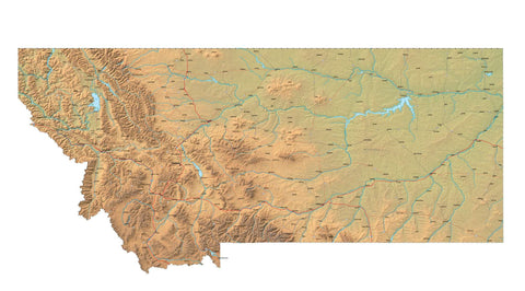 Digital Montana map in Fit Together style with Terrain MT-USA-852099