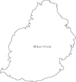 Digital Black & White Mauritius map in Adobe Illustrator EPS vector format