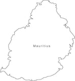 Digital Black & White Mauritius map in Adobe Illustrator EPS vector format
