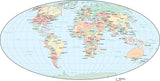 World Map - Multi Color with Countries, Capitals, Major Cities and Water Features