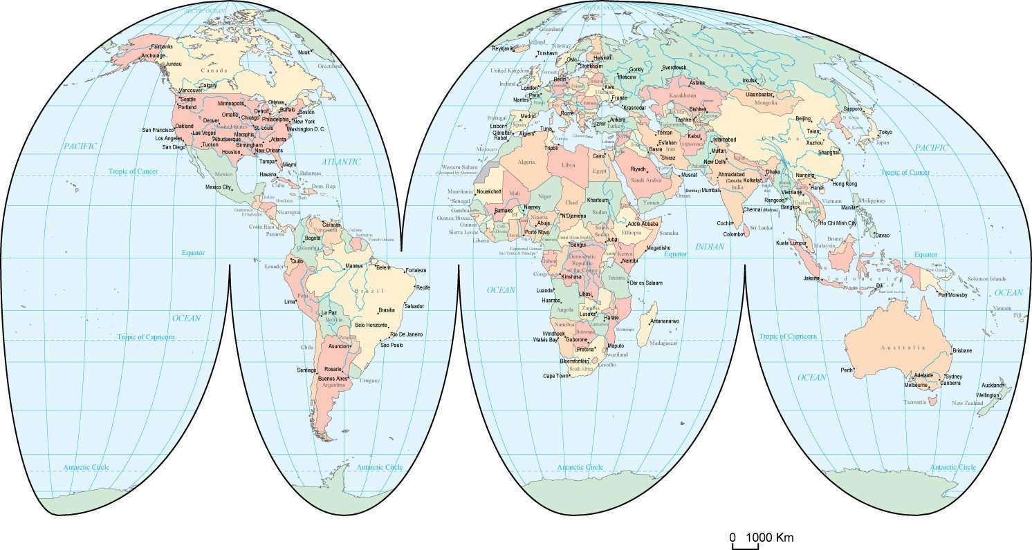 World Map Outline Countries Labeled