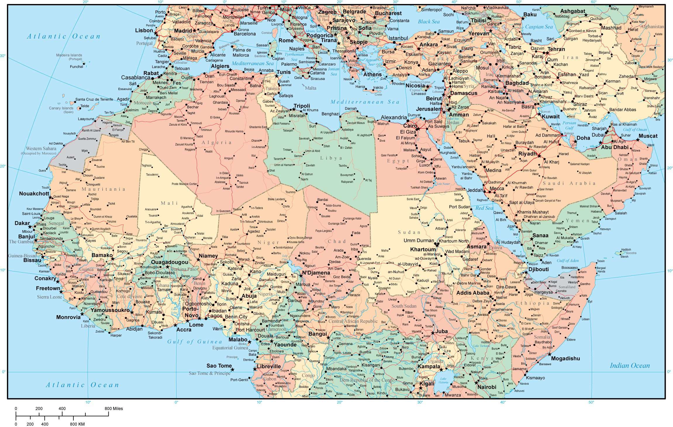 North Africa Middle East Map