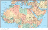 North Africa and Middle East Region Map with Country Areas  Capitals and Cities