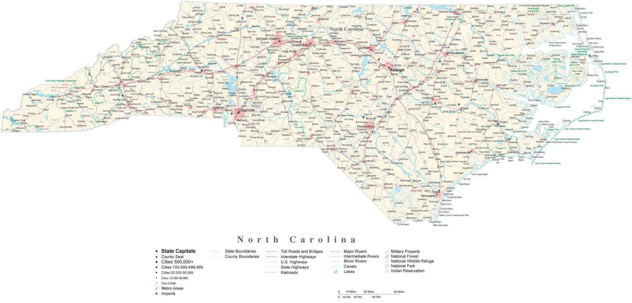 Nc Plot Map Laminated Map Large Detailed Administrative Map Of North Carolina