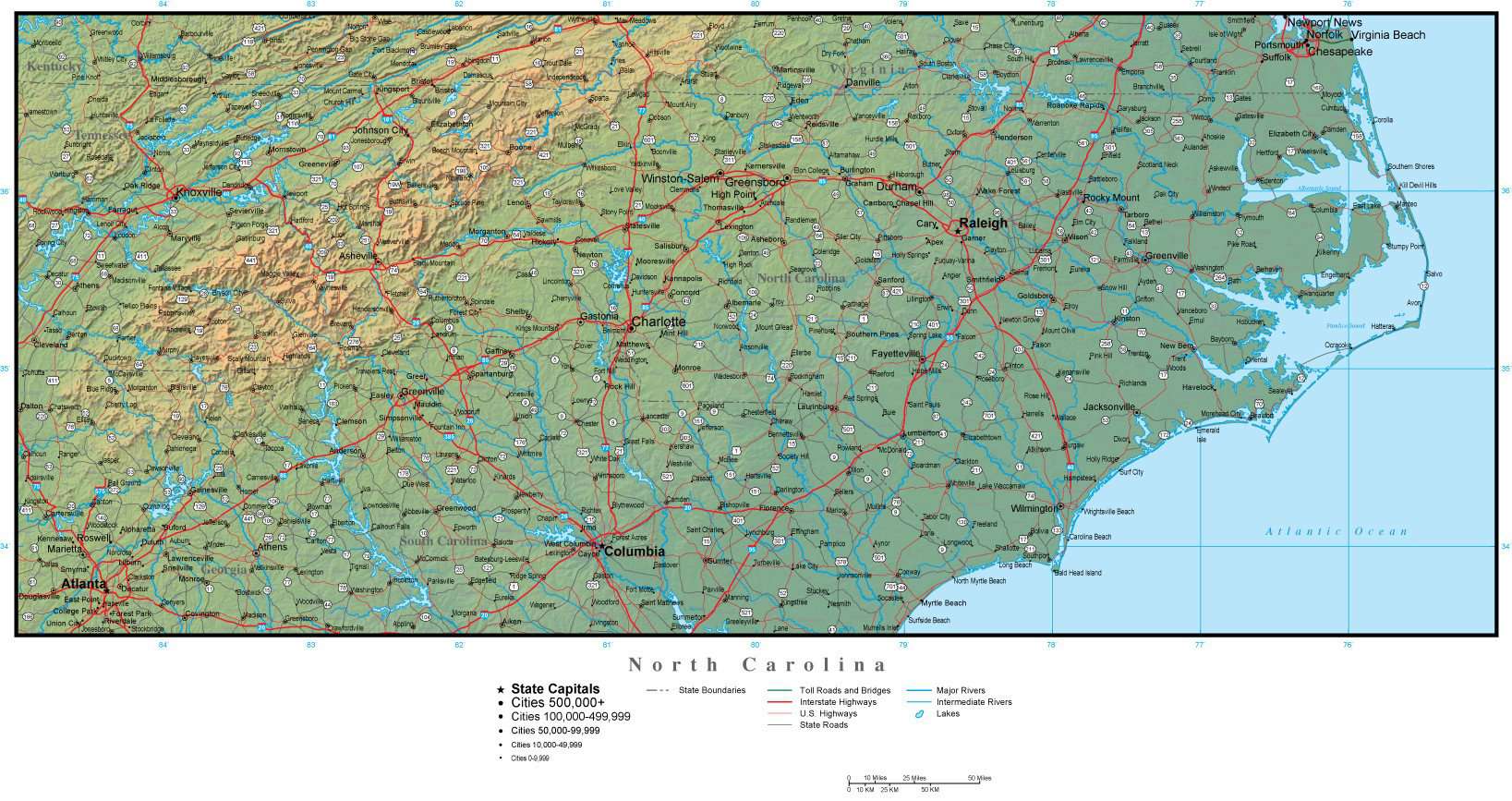 Nc Plot Map Road Map Of North Carolina Premium Style Wall Map Of North Carolina By