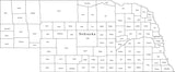 Digital NE Map with Counties - Black & White