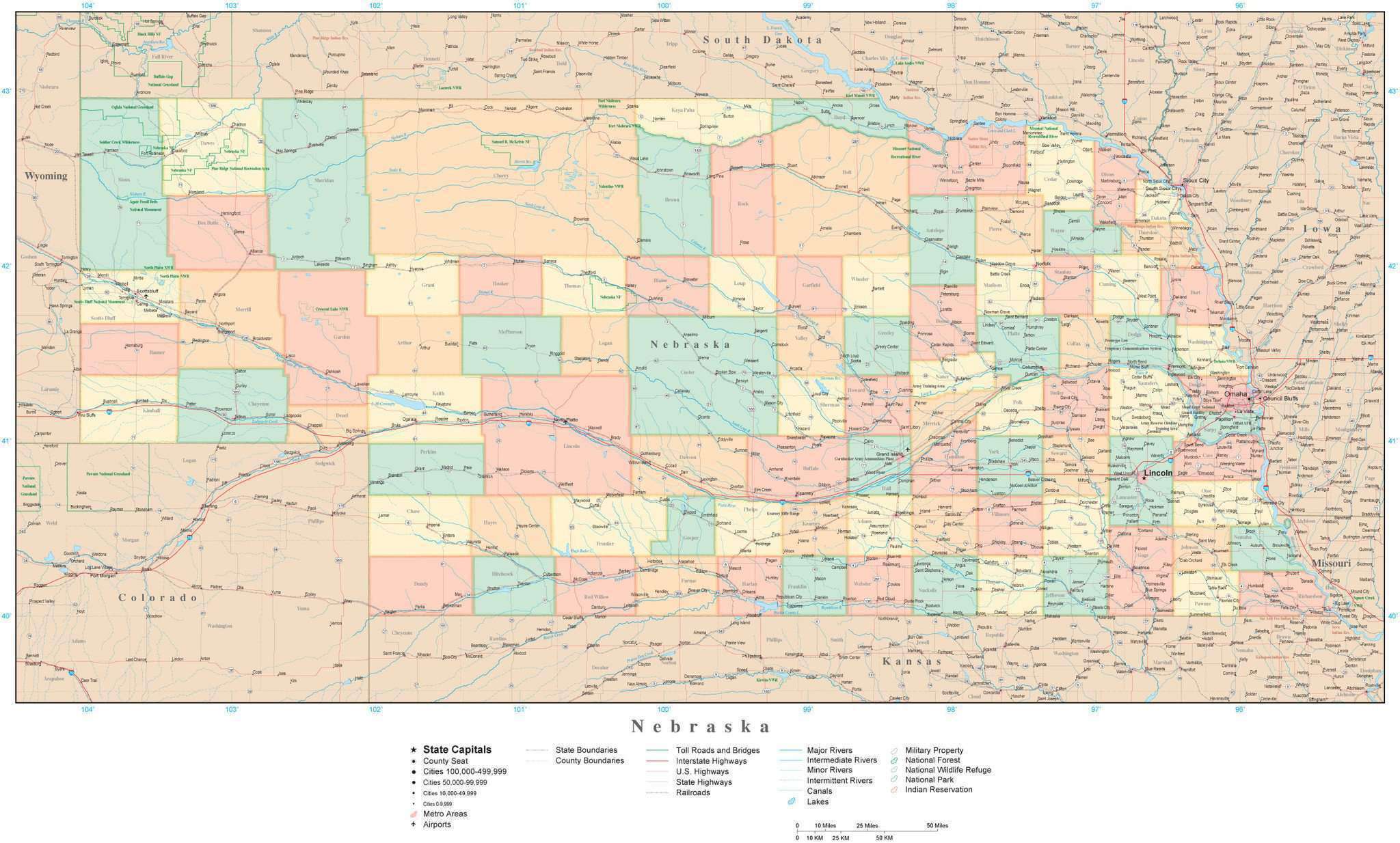 Nebraska Map.pdf Large Detailed Roads And Highways Map Of Nebraska State With All Cities