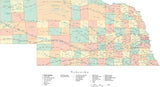 Detailed Nebraska Cut-Out Style Digital Map with Counties, Cities, Highways, and more