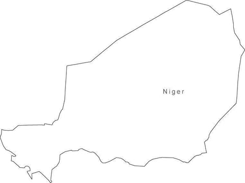 Digital Black & White Niger map in Adobe Illustrator EPS vector format
