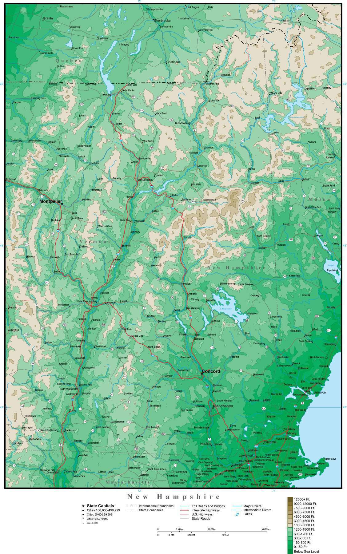 Nh Topographical Map New Hampshire Elevation Map Cannon Mountain, New Hampshire TOPO Series