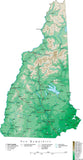 New Hampshire Map  with Contour Background - Cut Out Style