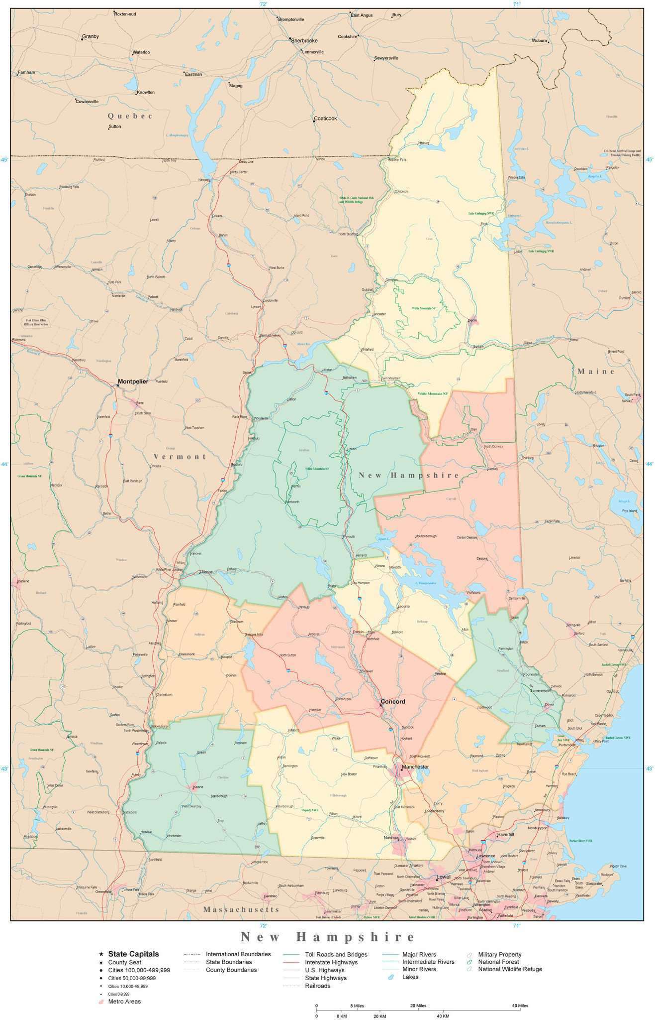 New Hampshire State Map in Adobe Illustrator Vector Format. Detailed ...