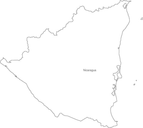 Digital Black & White Nicaragua map in Adobe Illustrator EPS vector format