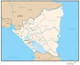 Nicaragua Digital Vector Map with Departments